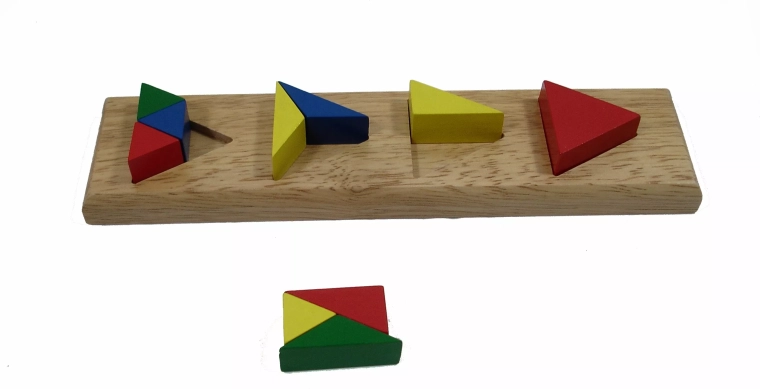 Farvede trekantede klodser