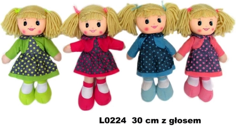 Plysdukke med lyd 30 cm (mix af 4 varianter)