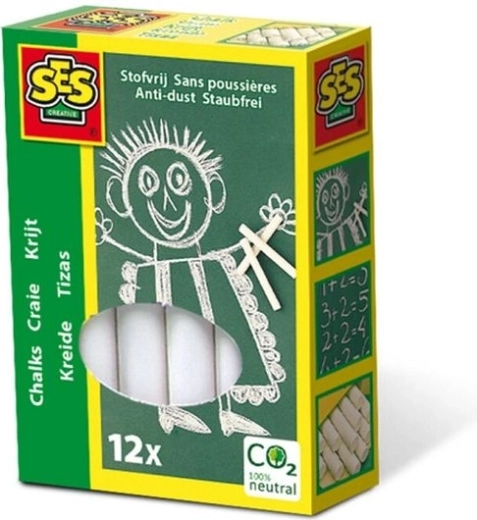 SES støvfri hvid kridt 12 stk.