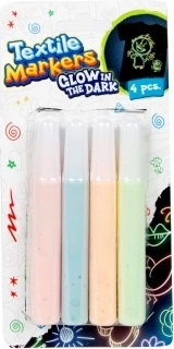 Tekstilpenne, der lyser i mørke – sæt med 4 stk.