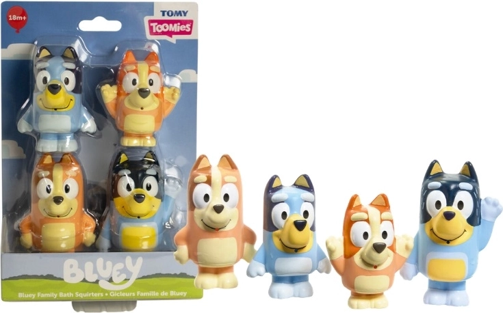 Toomies Bluey sæt med pivelyde-figurer til badet, 4 stk.