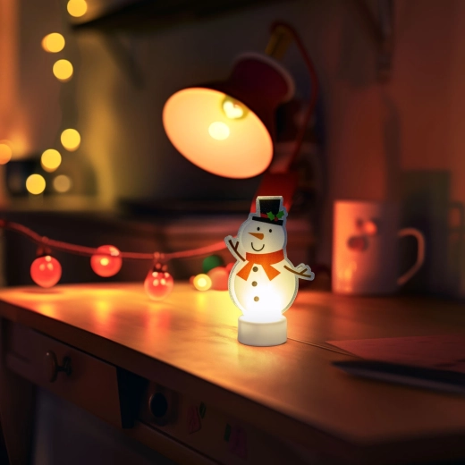 LED-dekoration snemand med varmt hvidt lys, batteridrevet