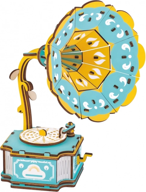 Woodcraft træ 3D-puslespil grammofon