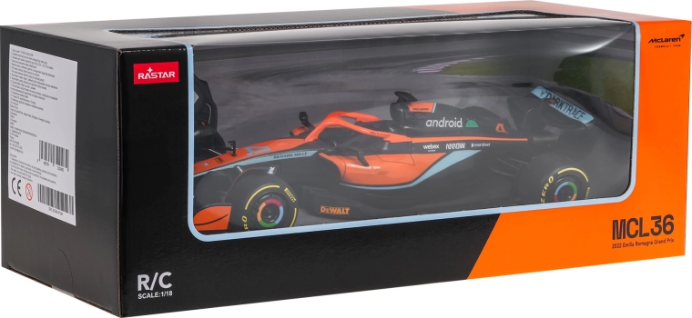 Rastar fjernstyret McLaren MCL36-formelmodel i skala 1:18