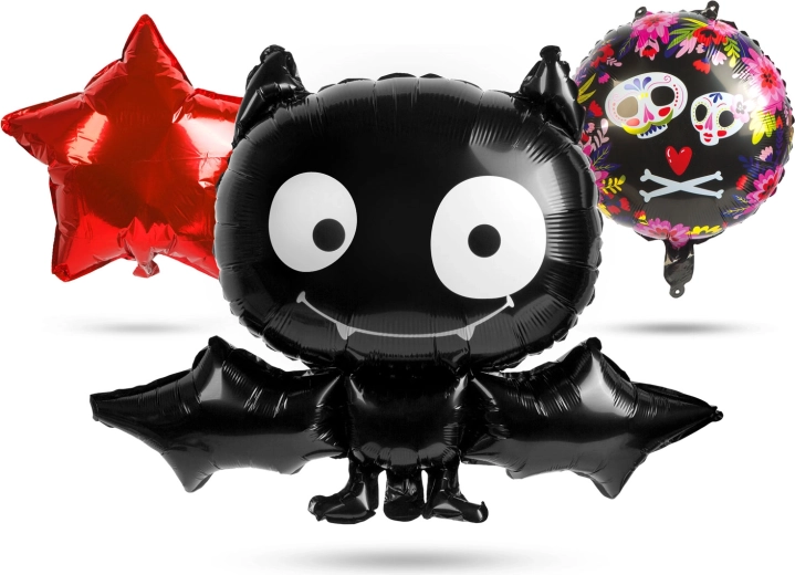 Sæt med Halloween-folieballoner med flagermus – 5 stk.