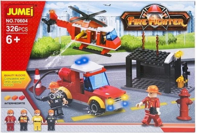 Byggesæt Jumei brandmænd 326 dele (brandbil og helikopter) - 1 stk.