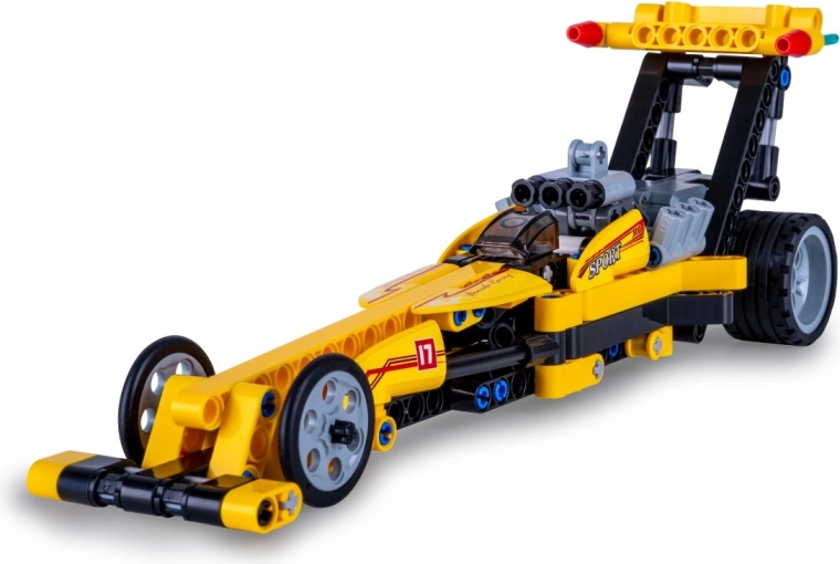 CaDA Drag Racing-byggesæt, gul dragster 1:29