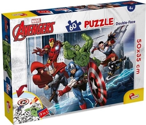 Lisciani Marvel Avengers dobbeltsidet gulvpuzzle 2-i-1 (60 brikker)