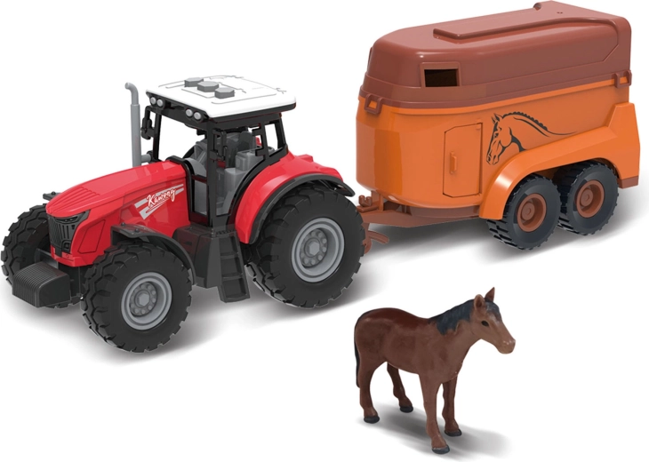 Traktor med hestetrailer og lys- og lydeffekter