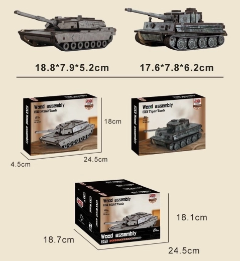 Træbyggesæt af tank – 1 stk.