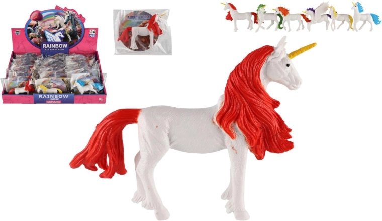 Enhjørningefigur 13 cm – mix af 6 farver (i pose, 24 stk. i boks)