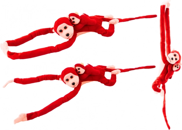 Plysset rød abe med unge