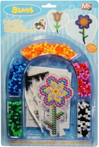 Plastperler med blomsteskabelon og pincet