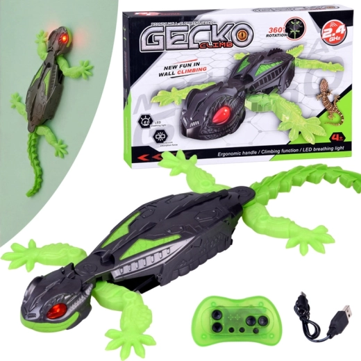 RC gekko med fjernbetjening, klatring på vægge og kørsel på gulv