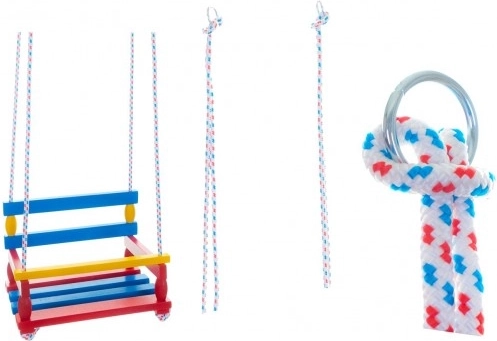 Farverig trægynge 38 × 30 cm, belastning 80 kg