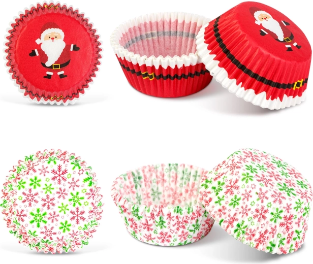 Julemuffinforme med motiv af Sankt Nikolaus og snefnug, 40 stk.