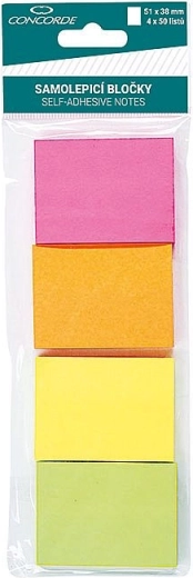 Selvklæbende neon-notes 51 × 38 mm, 4 × 50 ark