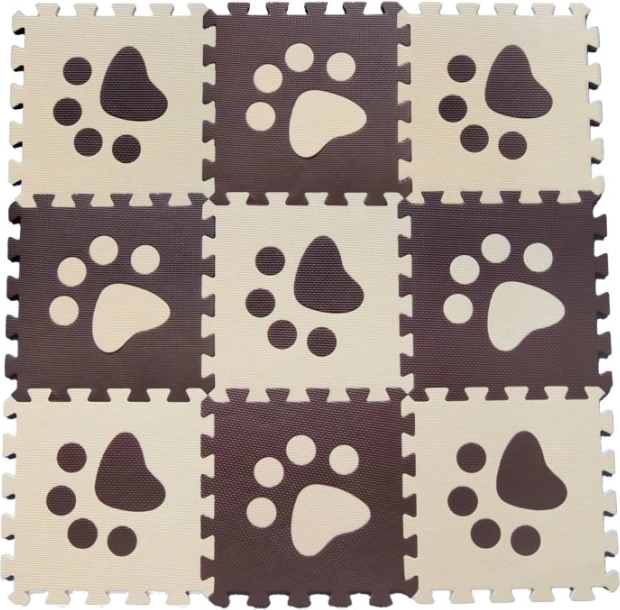 Skumpuslespil til børn – brune poter 29,5 × 29,5 cm