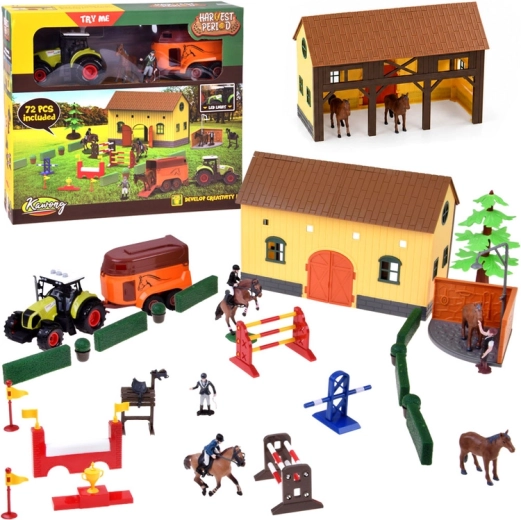 Have til heste med stald, traktor med trailer og figurer