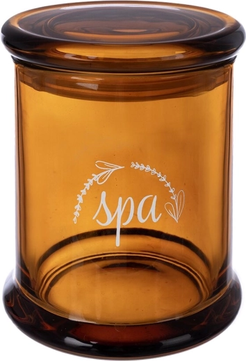Spa kosmetikkrukke i ravfarvet glas 330 ml med låg