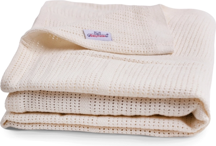 BabyMatex bomuldsstrikket tæppe Sisi 75 × 100 cm ecru (elfenben)