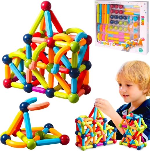 Magnetisk 3D byggesæt, 80 dele