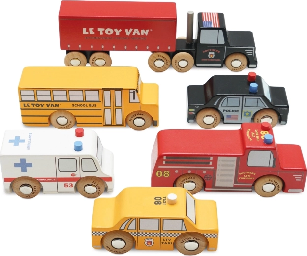 Træbiler New York – sæt med 6 stk. Le Toy Van