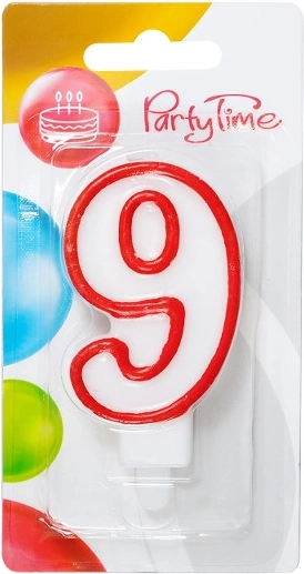 Fødselsdagslys tal 9 rød