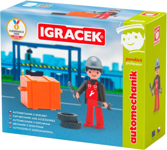 Efko Igráček profession automekaniker – leddelt figur med tilbehør