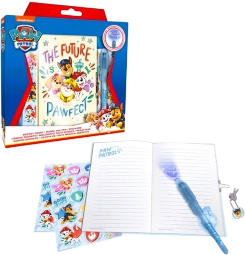 Gavesæt med hemmelig pen, notesbog og klistermærker med Paw Patrol-motiv