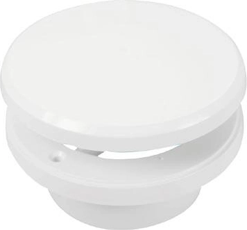 Tallerkenventil med regulering, diameter 100 mm, hvid plast