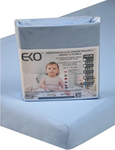 EKO vandtæt faconlagen med elastik jersey blå 120 × 60 cm