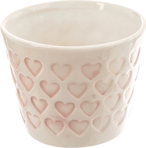 Keramisk urtepotte i hjerteform hvid og pink 10 × 10 × 8 cm