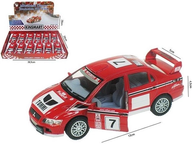 Mitsubishi Lancer Evolution VII WRC metalmodelbil 1:36 med pull-back-træk