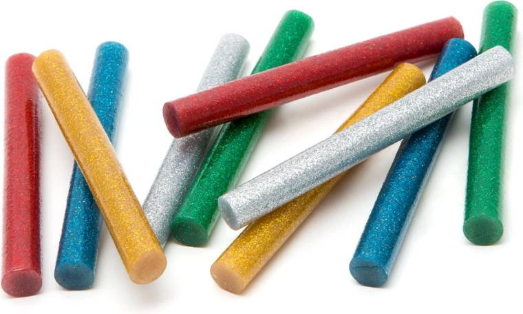 Farvede glitrende limstifter til limpistol 11 mm - 1 stk.