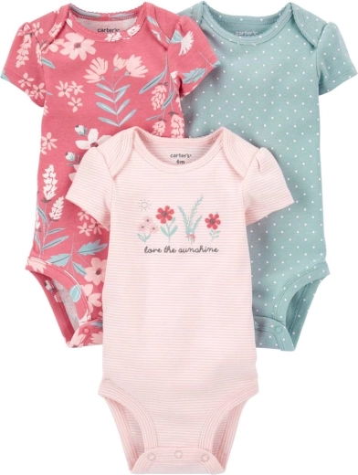 Carter's pige-bodyer med korte ærmer Pinkblue, 3 stk.