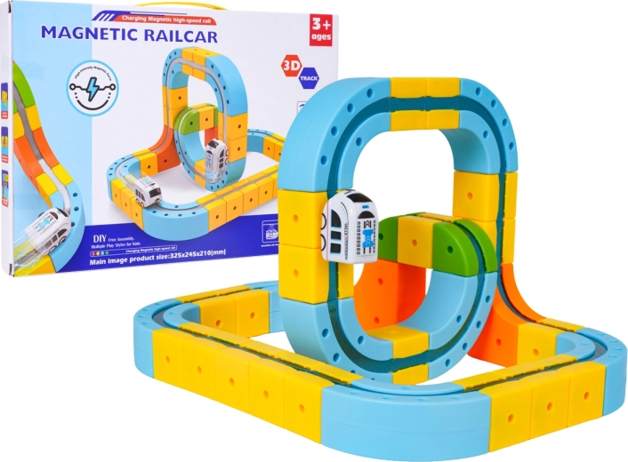Farverig magnetisk racerbane med 35 dele