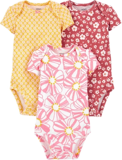 Carter's pige bomuldsbody Pink/Blue, 3 stk., størrelse 56 (NB)