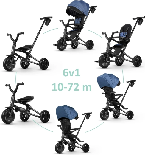 Sammenklappelig børnetrehjulet cykel Qplay Nova Niello Blue 10–72 måneder