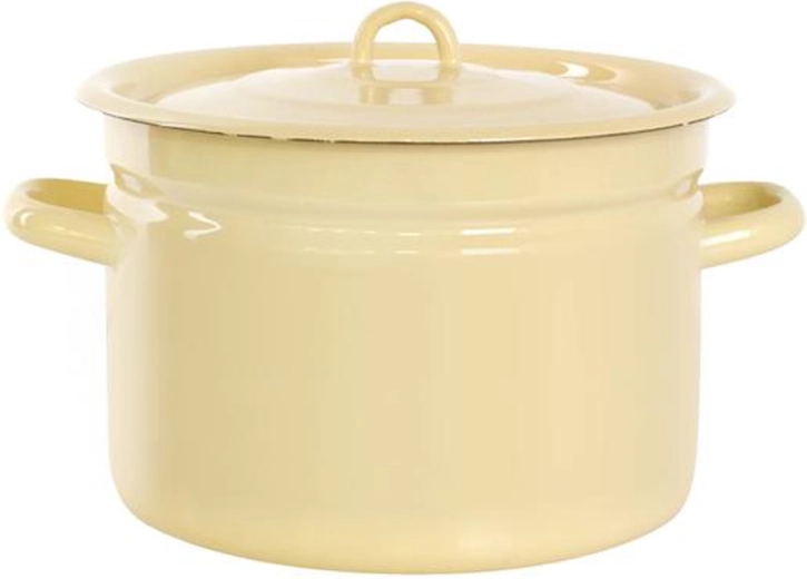 Emaljeret gryde med låg 9 l, beige