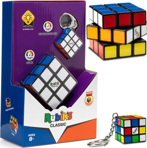 Rubik's Classic terning 3×3 med vedhæng – beskadiget emballage