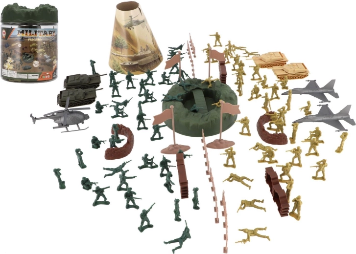 militærsæt med soldater 110 stk i plastdåse