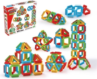 Byggesæt geometrisk puslespil 64 dele