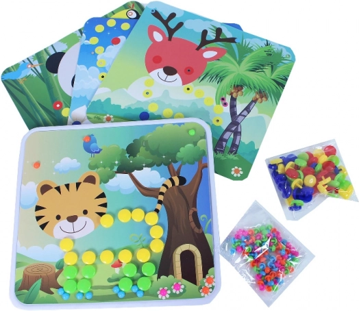 Farverig mosaik med knapper og billeder – 5 motiver