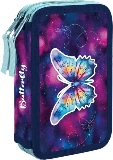 To-etagers skolepenalhus med sommerfuglemotiv, tomt