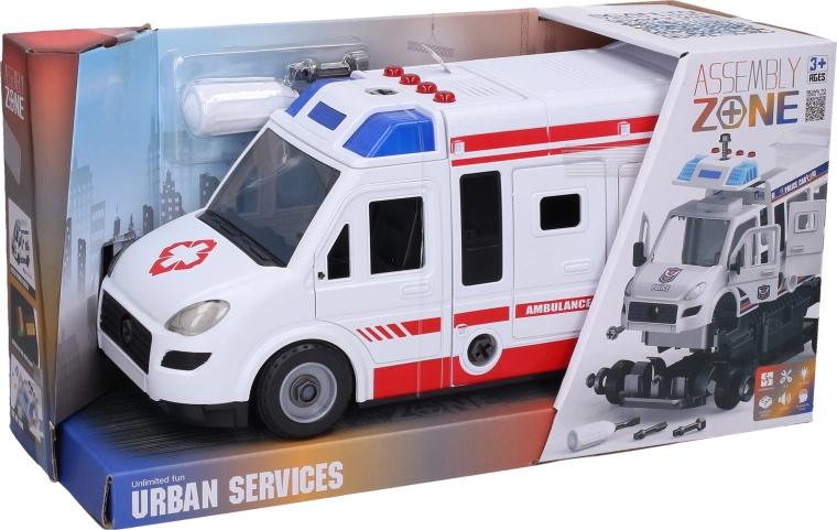 Skrueambulance med lys- og lydeffekter, 31 cm
