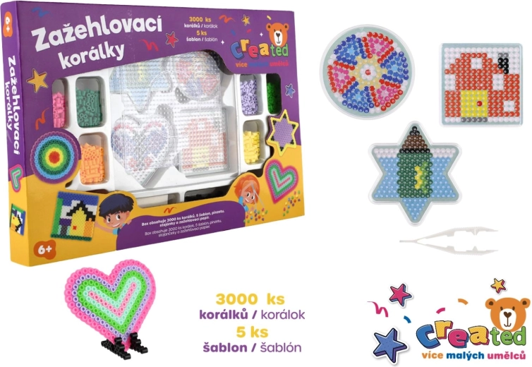 Strygeperler Created – kreativt sæt 3000 stk. + 4 plader og tilbehør