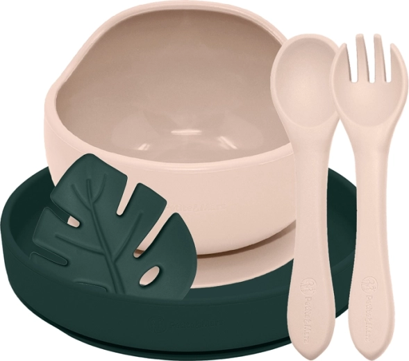 Petite&Mars silikone spisesæt Take&Match 4 stk. desert sand / misty green (6m+)