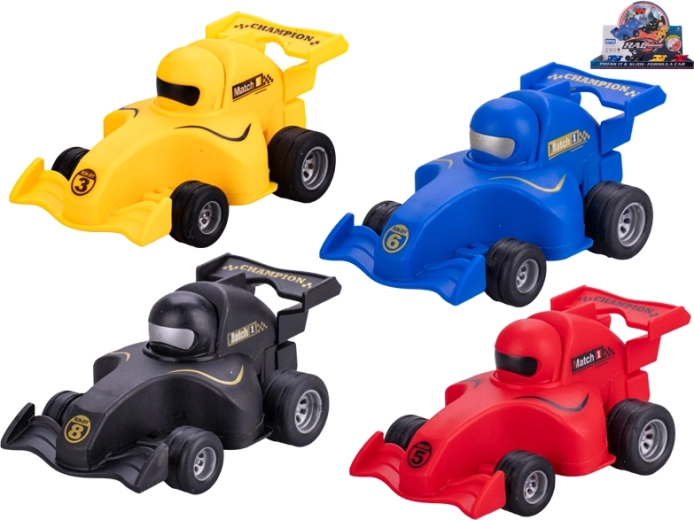 Formelbiler med tryk-funktion, 10 cm – sæt med 12 stk.