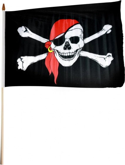 Piratenflag 47 × 30 cm på træpind